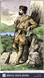 Daniel Boone in the Kentucky wilderness.